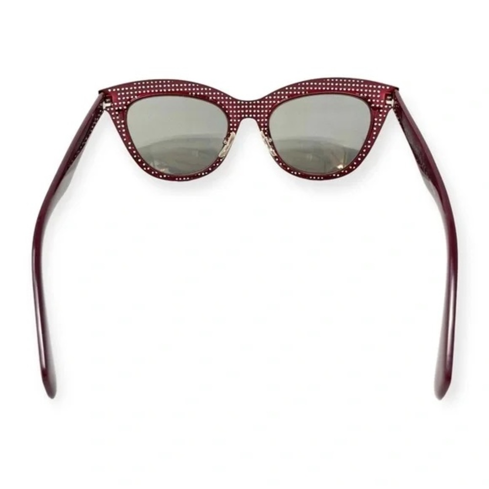 MARC JACOBS Red Burgundy Woven Metal Mirror Lens $250 Sunglasses Black Case - Picture 7 of 16